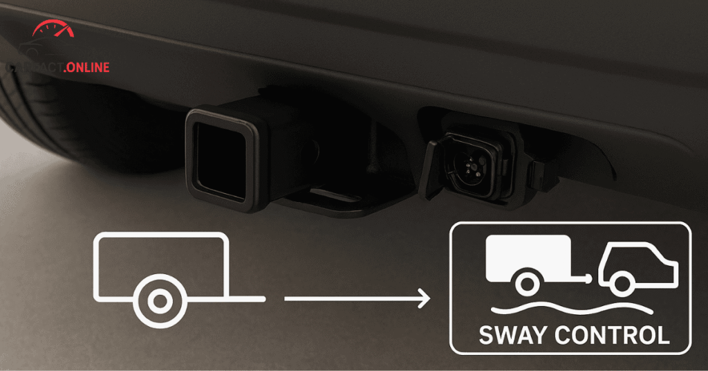 Close-up of Ford Bronco Sport Class II Trailer Tow Package with hitch receiver and wiring harness.